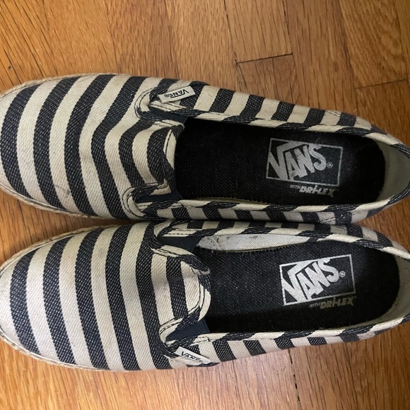Vans Canvas Striped Slip On Ballet Shoes - 7 - Picture 2 of 4